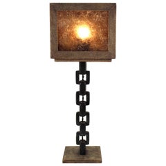 Used Italian Modernist Shagreen Table Lamp with Chain Link Leg