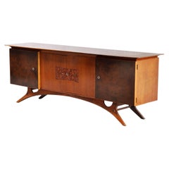 Italian Modernist Sideboard with Bas-Relief Carving, 1960's