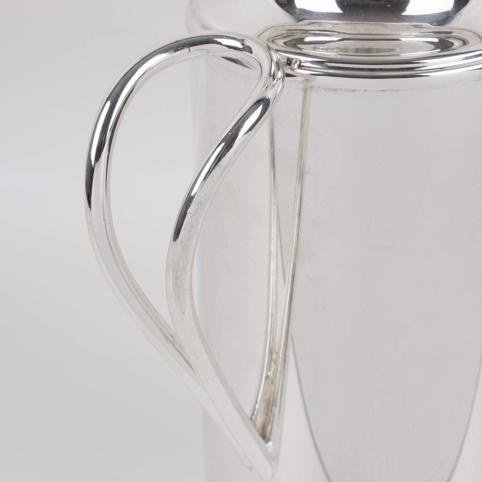 Italian Silver Plate Thermos Insulated Decanter with Tennis Motif, Italy 1980s