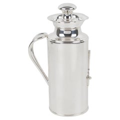 Vintage Silver Plate Thermos Insulated Decanter with Tennis Motif, Italy 1980s