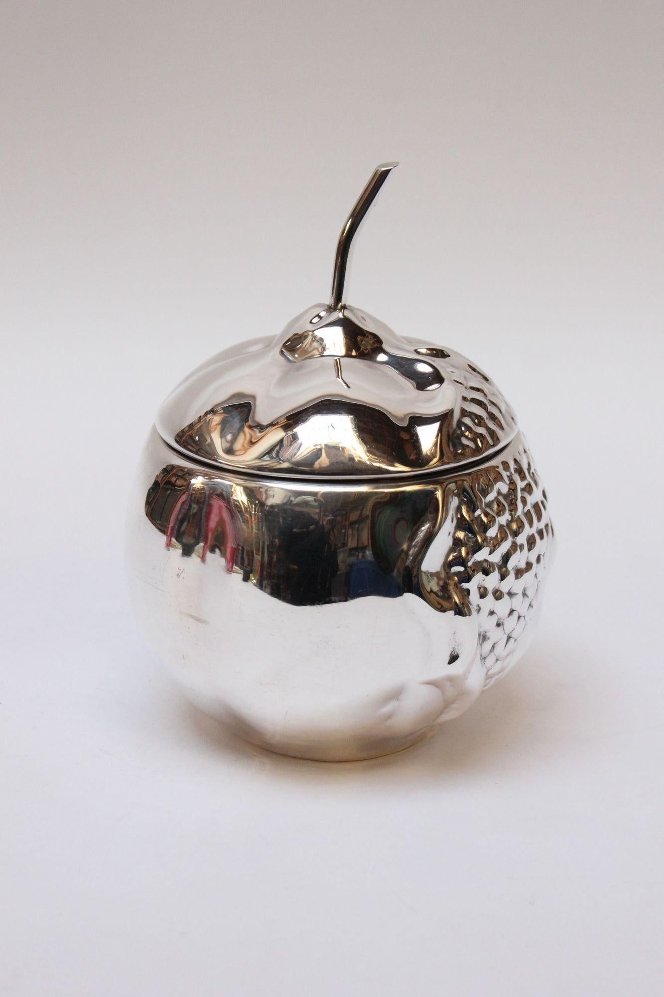 Italienischer modernistischer versilberter, versilberter  Granatapfel-Eiskbel von Teghini 10