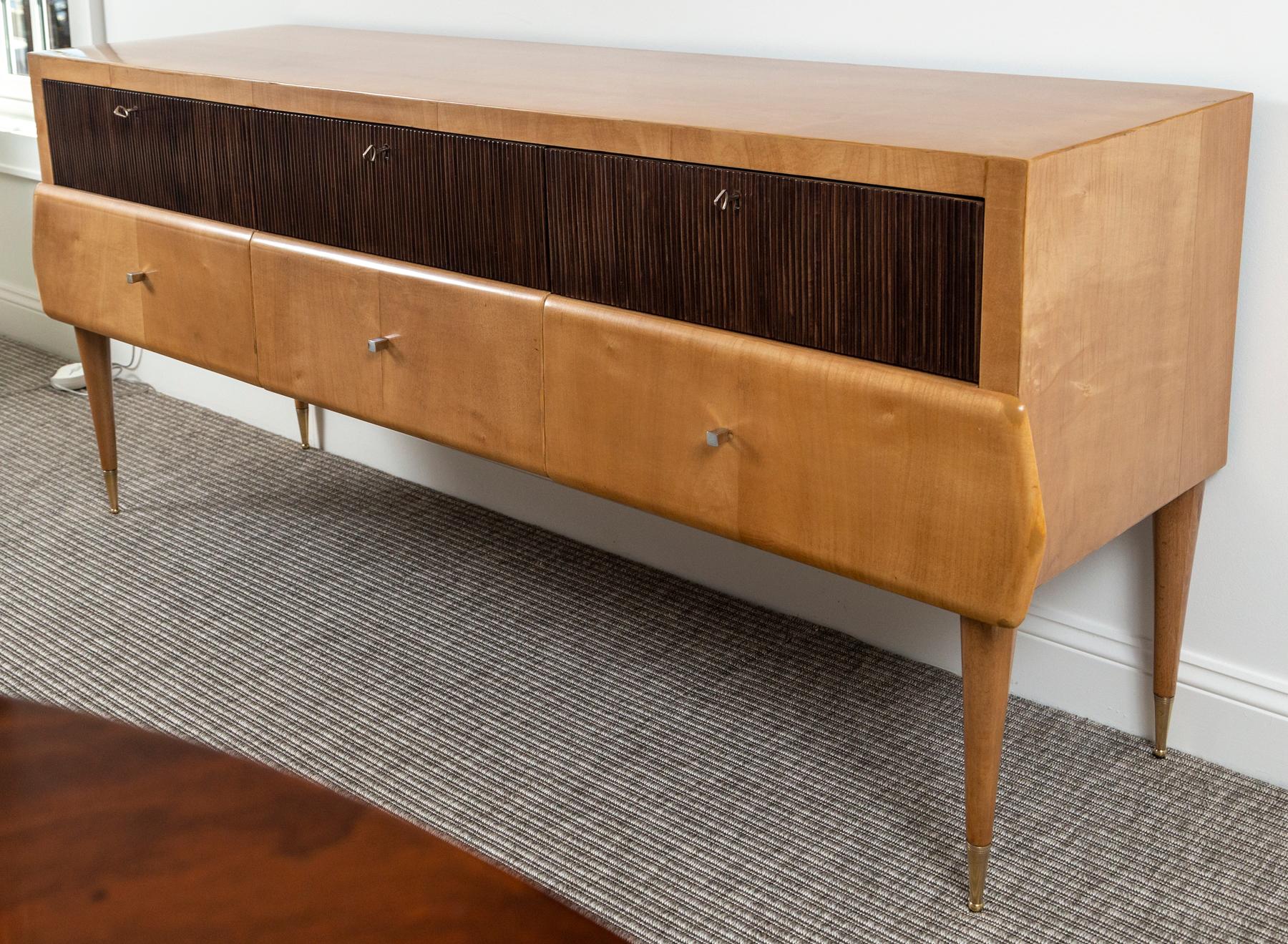 Italian Modernist Six Drawer Sideboard In Good Condition For Sale In Westport, CT