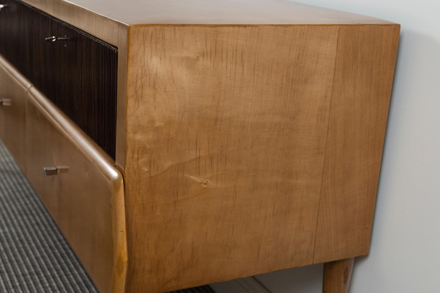 Maple Italian Modernist Six Drawer Sideboard For Sale