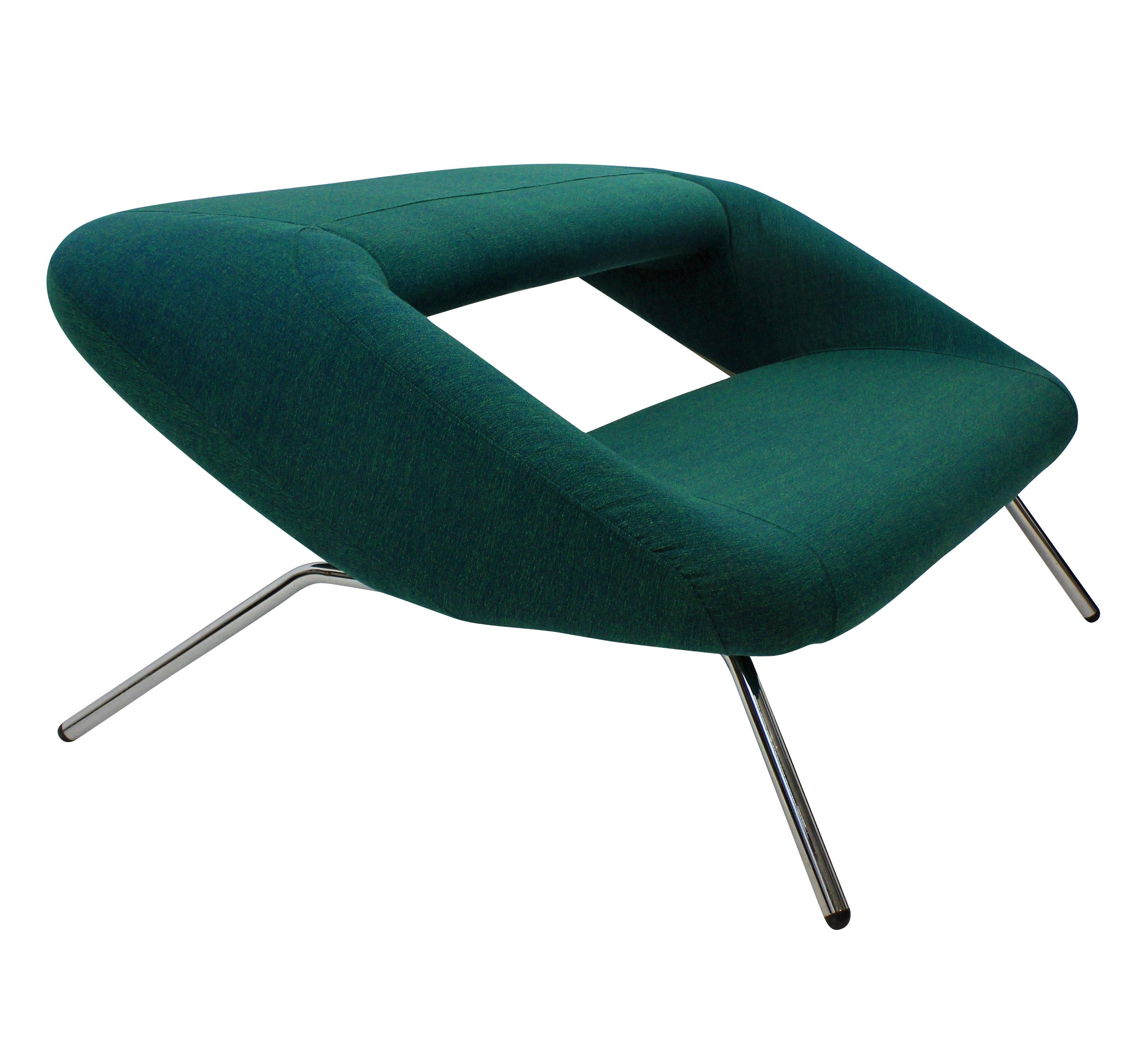 Mid-Century Modern Italian Modernist Sofa of Unusual Design in Emerald