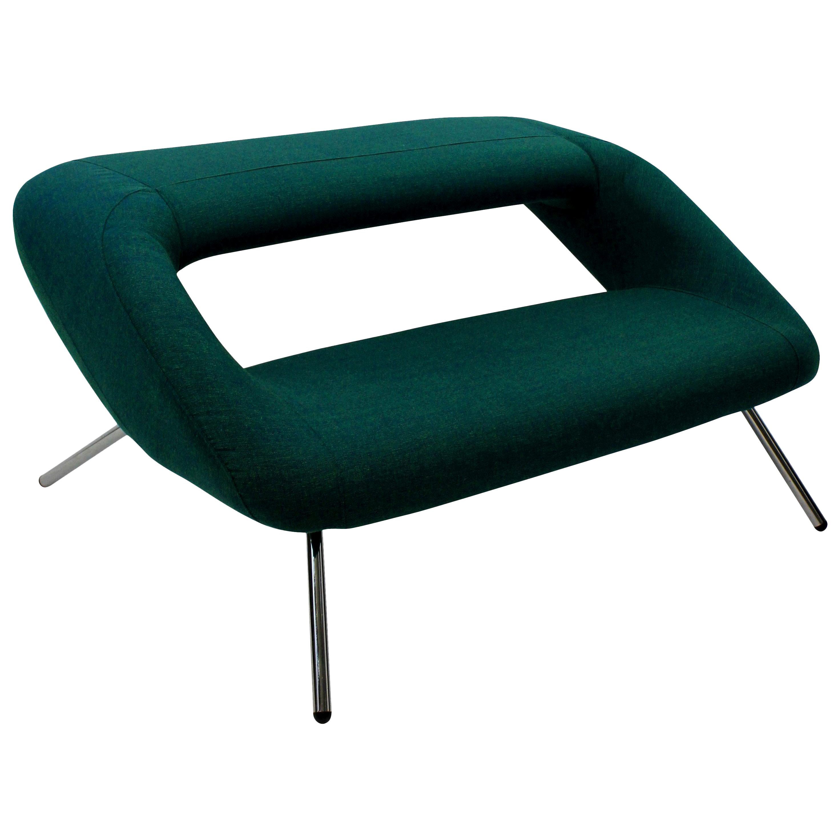 Italian Modernist Sofa of Unusual Design in Emerald