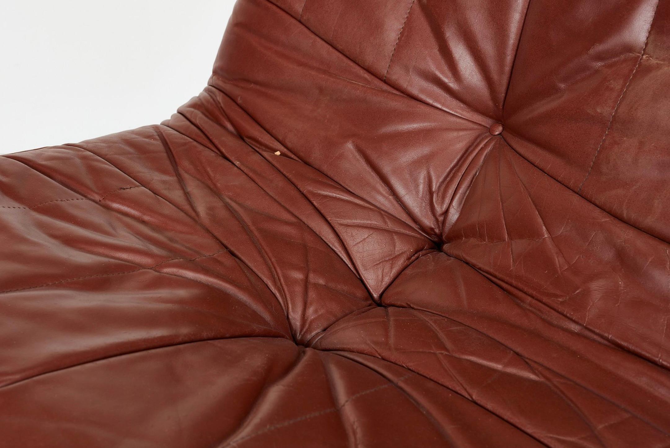 Leather Italian Modernist Sofa Set, c1975 For Sale