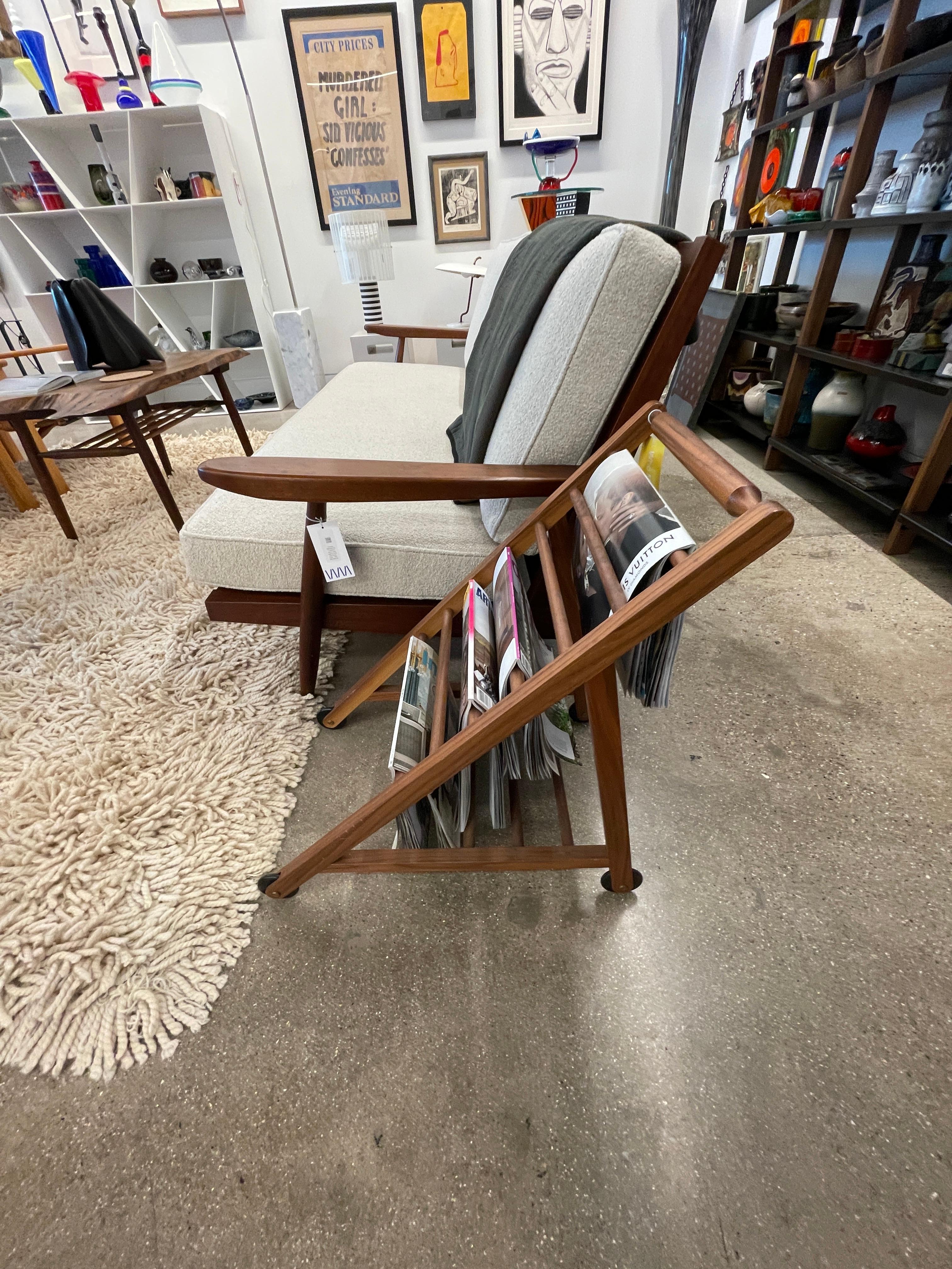 Italian Modernist Solid Walnut Magazine Rack at 1stDibs