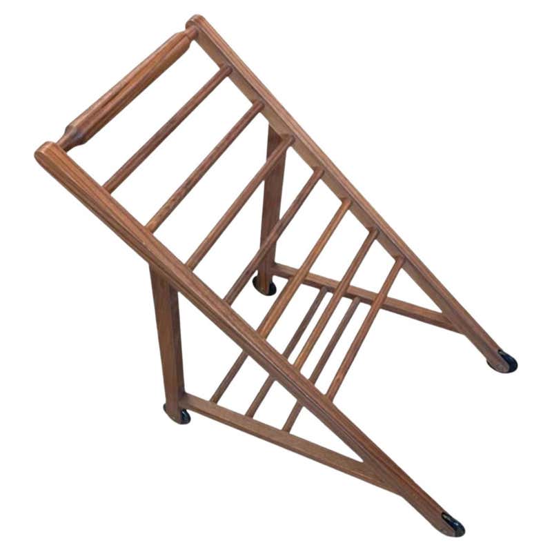 Multi Adjustable Modernist Wall Hanging Walnut Magazine Display Rack ...