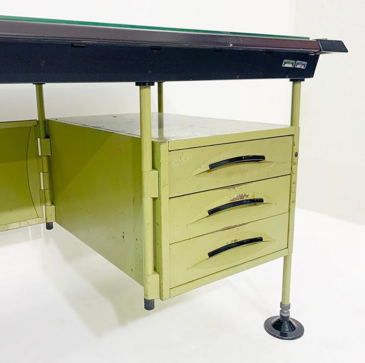Metal Italian Modernist Spazio Desk by Studio BBPR for Olivetti, 1959