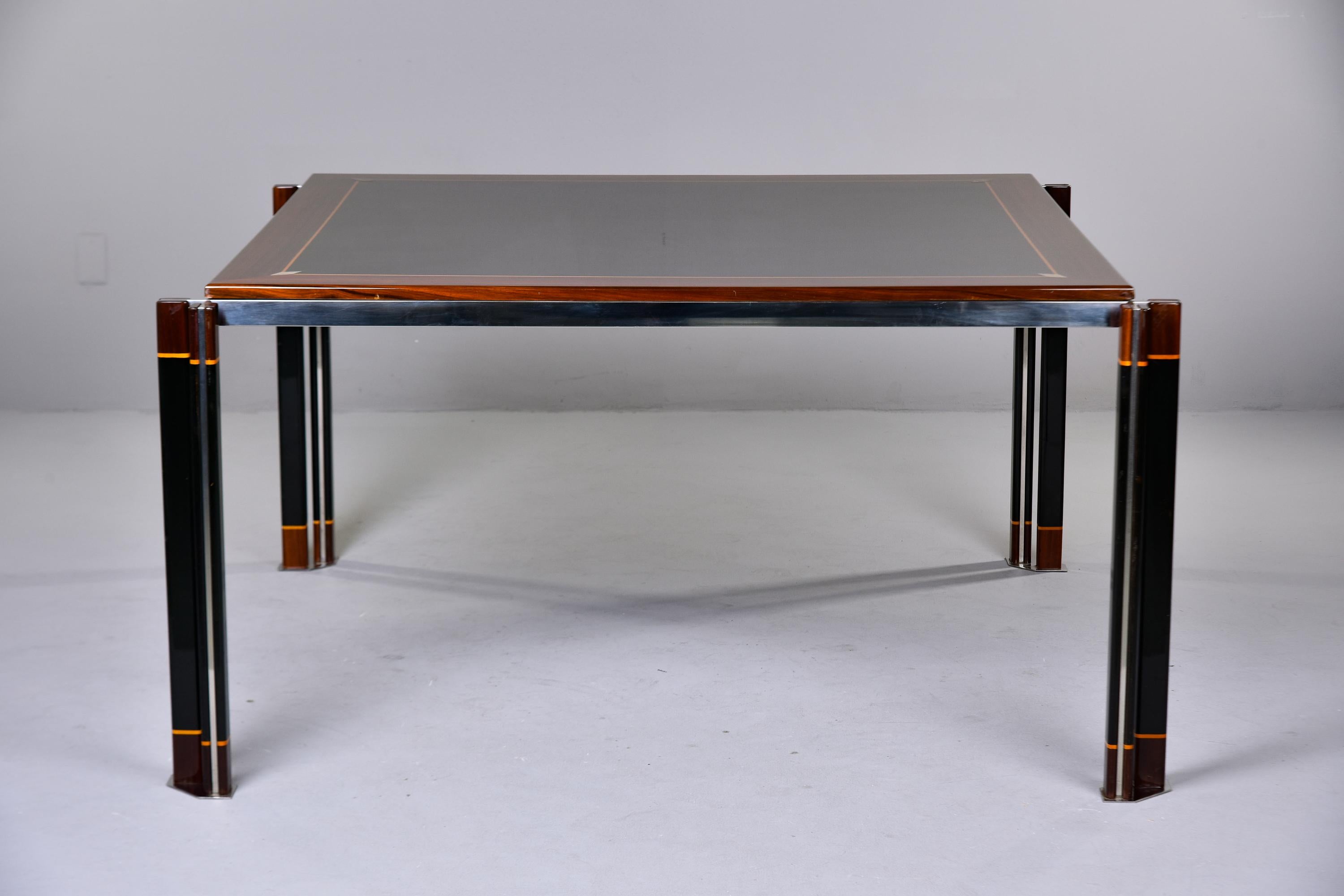 Italian Modernist Square Dining Table with Steel Detailing by Paolo Barracchia For Sale 7