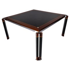 Italian Modernist Square Dining Table with Steel Detailing by Paolo Barracchia