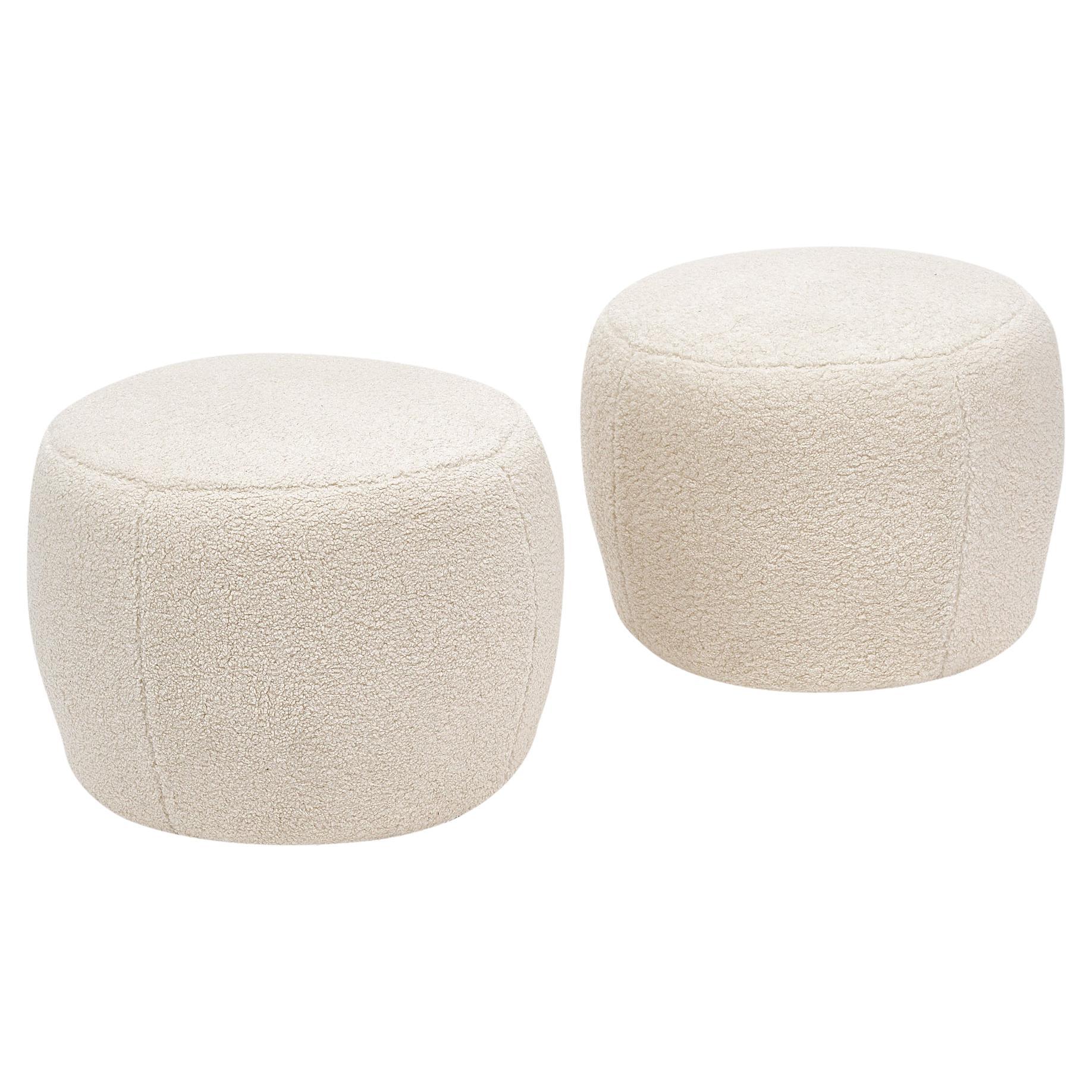 Tabourets modernistes italiens en laine bouclée, Minimal Design, New
