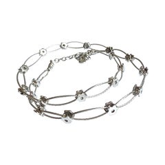 Italian modernist studio necklace 925 sterling silver, flexible wire, star beads