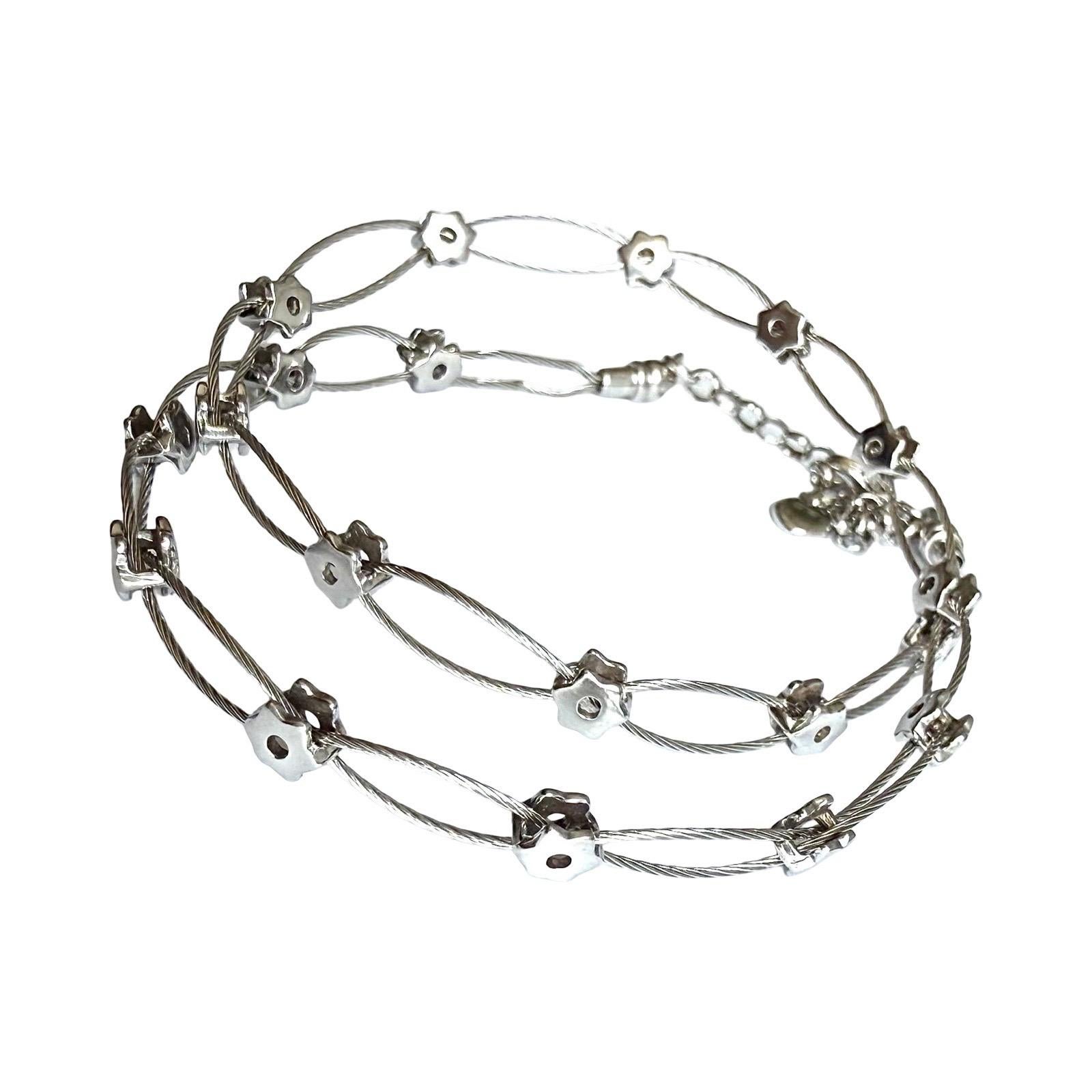 Collar de estudio modernista italiano Plata de ley 925, alambre flexible, cuentas de estrella en Excelente estado para la venta en Kings Langley, GB