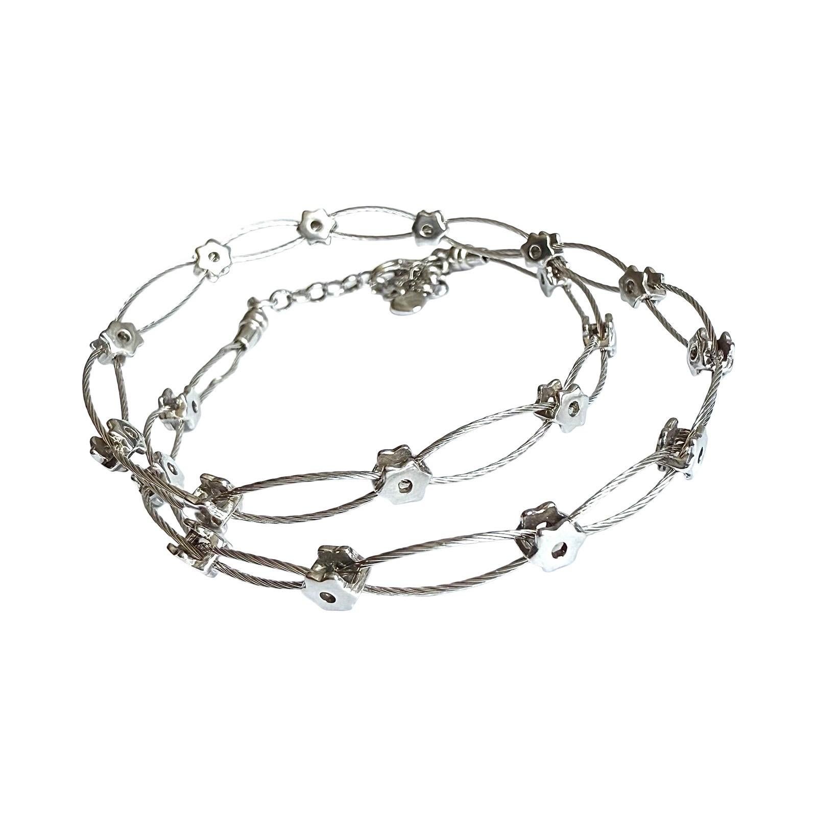 Collar de estudio modernista italiano Plata de ley 925, alambre flexible, cuentas de estrella en venta 2