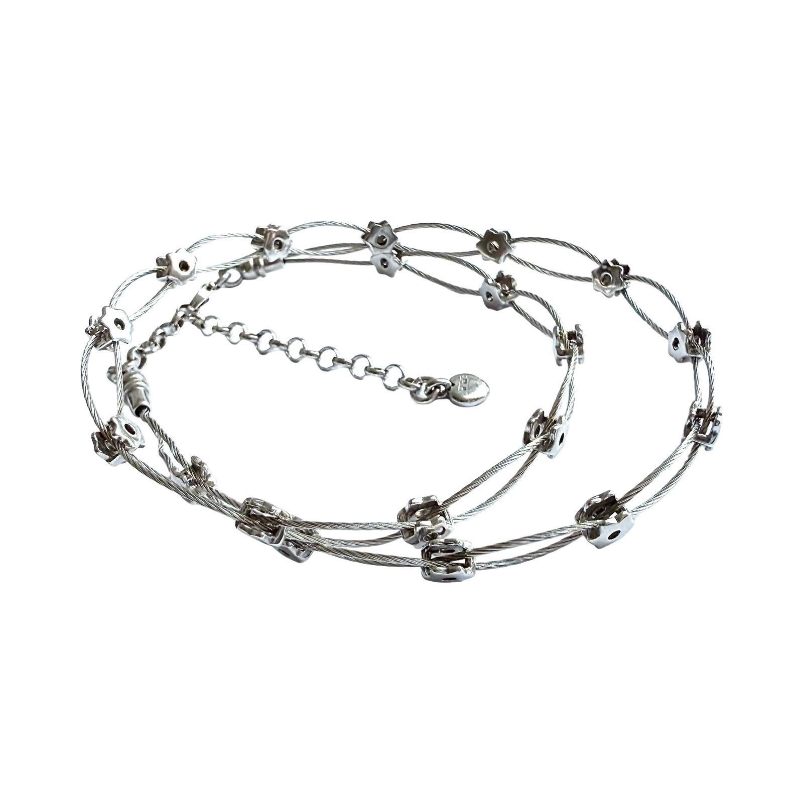 Collar de estudio modernista italiano Plata de ley 925, alambre flexible, cuentas de estrella en venta 3