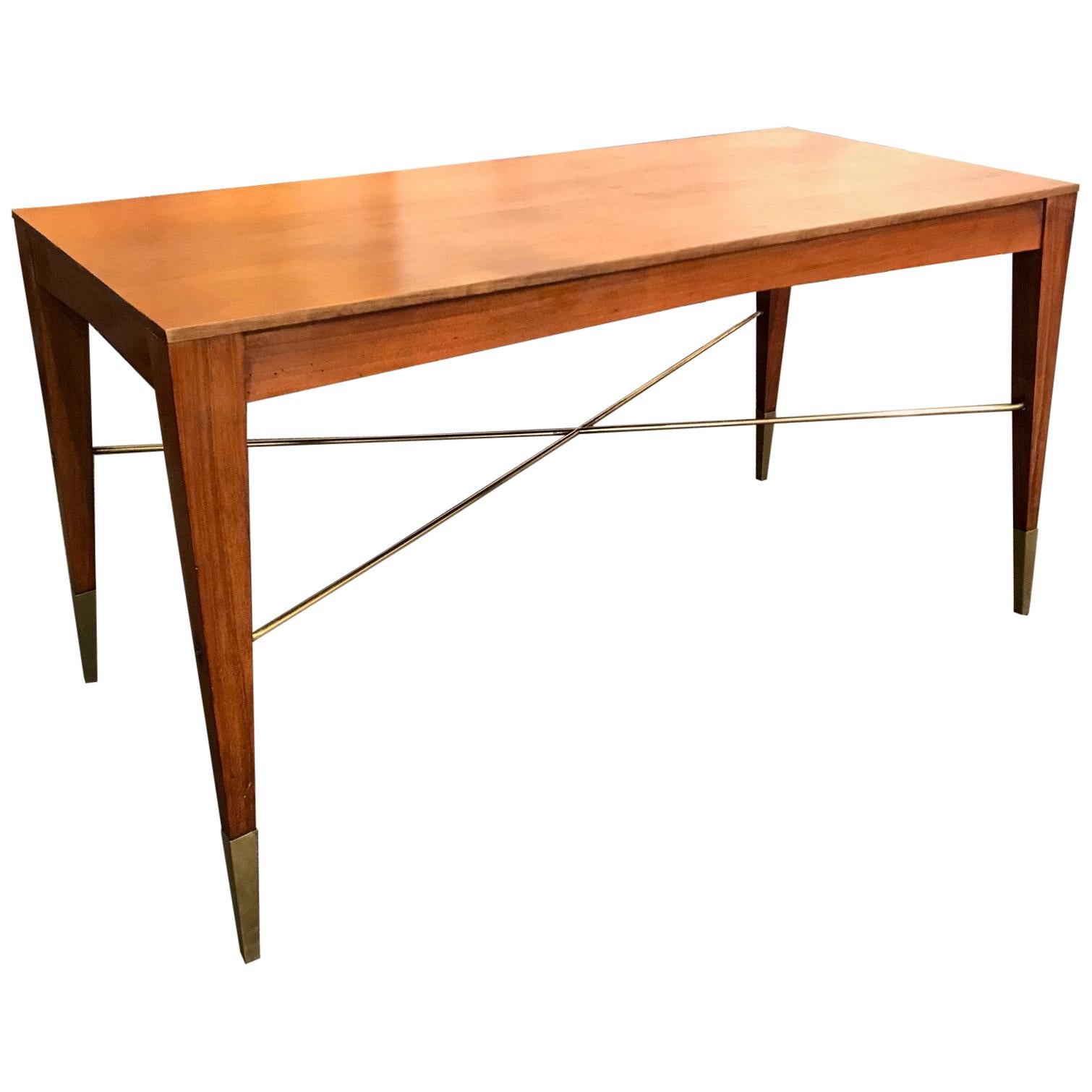 Italian Modernist Style Walnut Table Desk For Sale