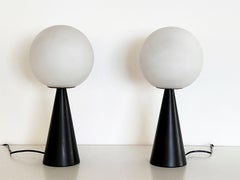 Italian Modernist Table lamps in Glass and Metal by Tre Ci Luce, 1980s, Set of 2