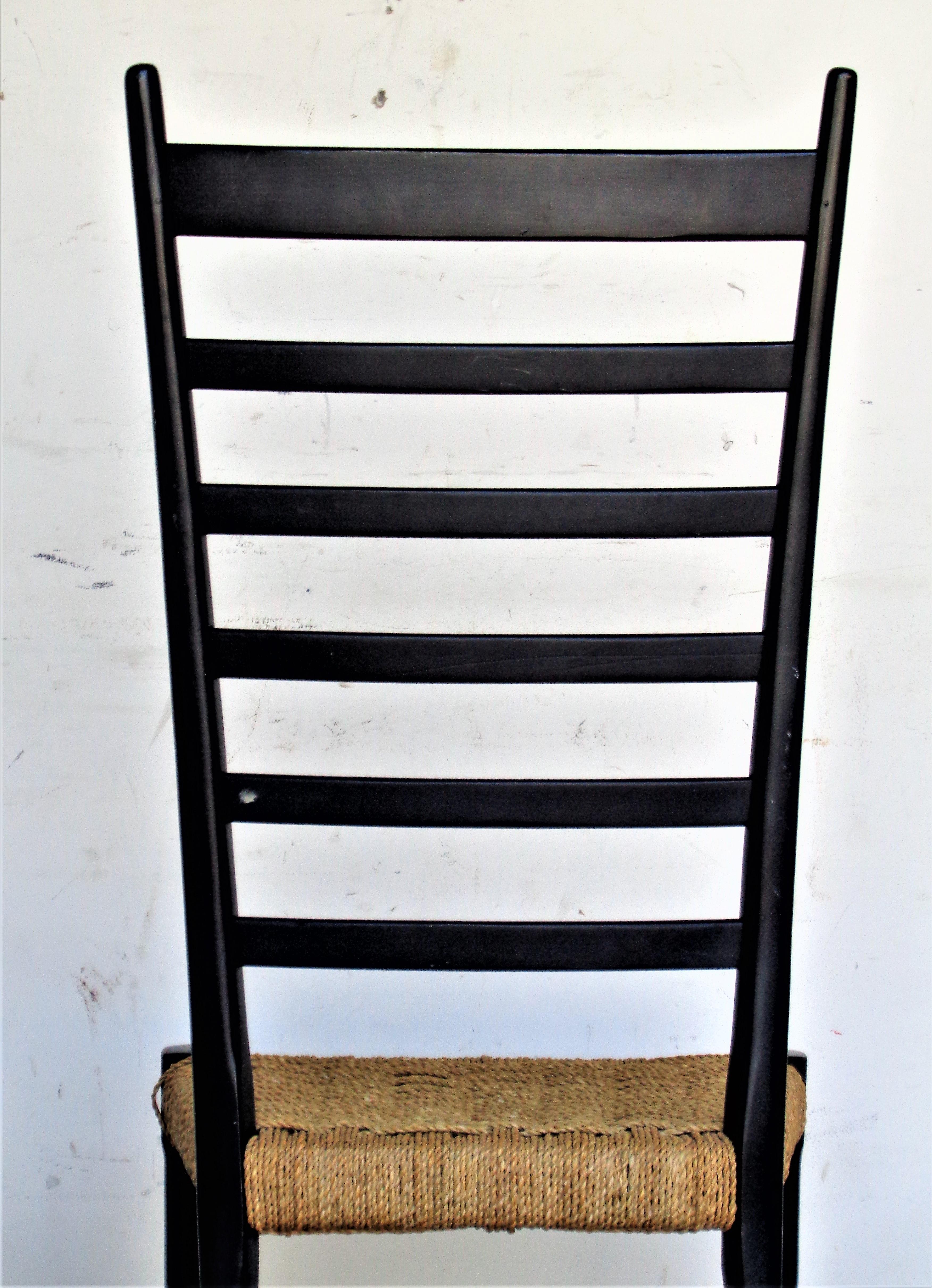 20th Century  Tall Ladder Back Chair in the Style of Gio Ponti, Italy
