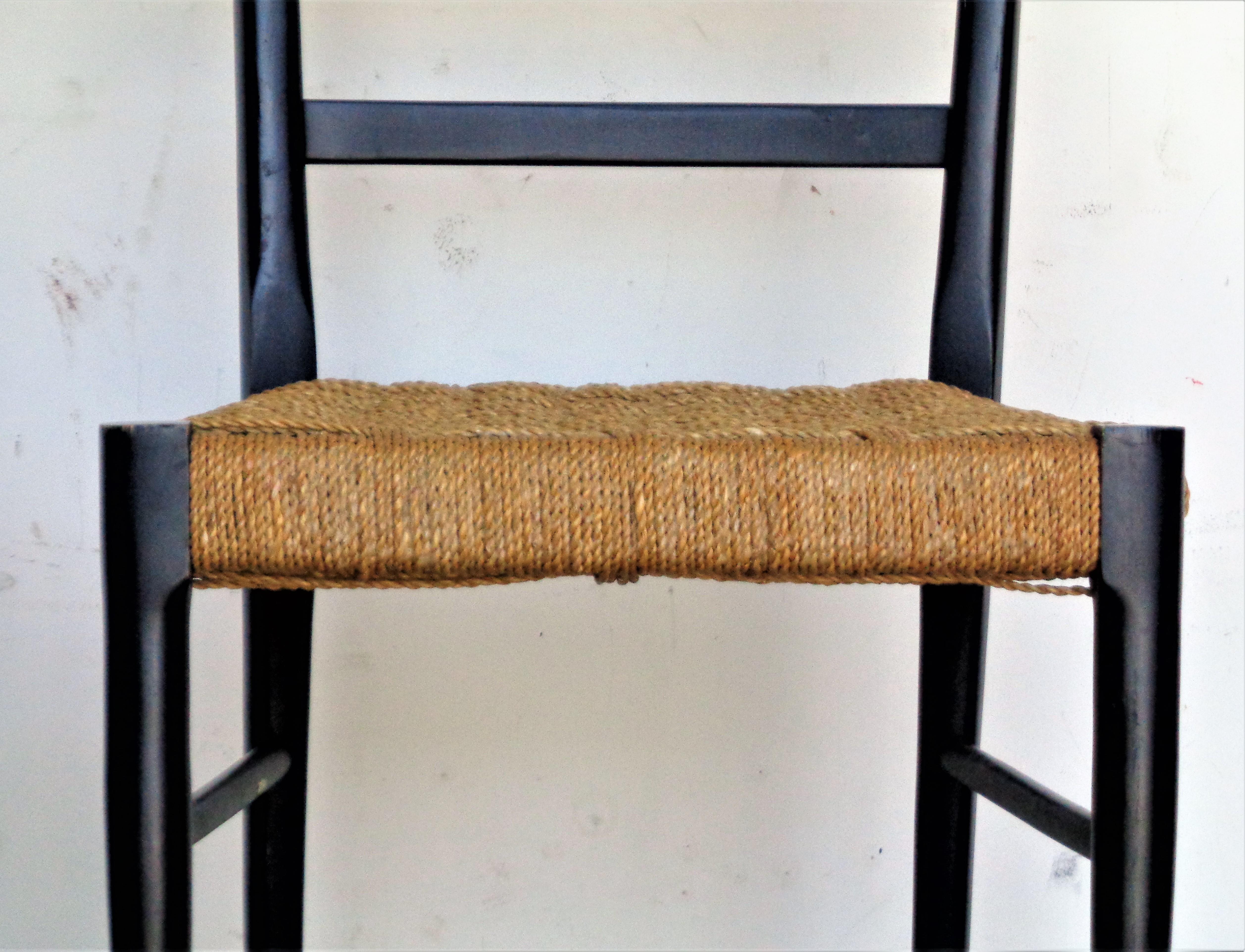 Mid-Century Modern Tall Ladder Back Chair in the Style of Gio Ponti, Italy