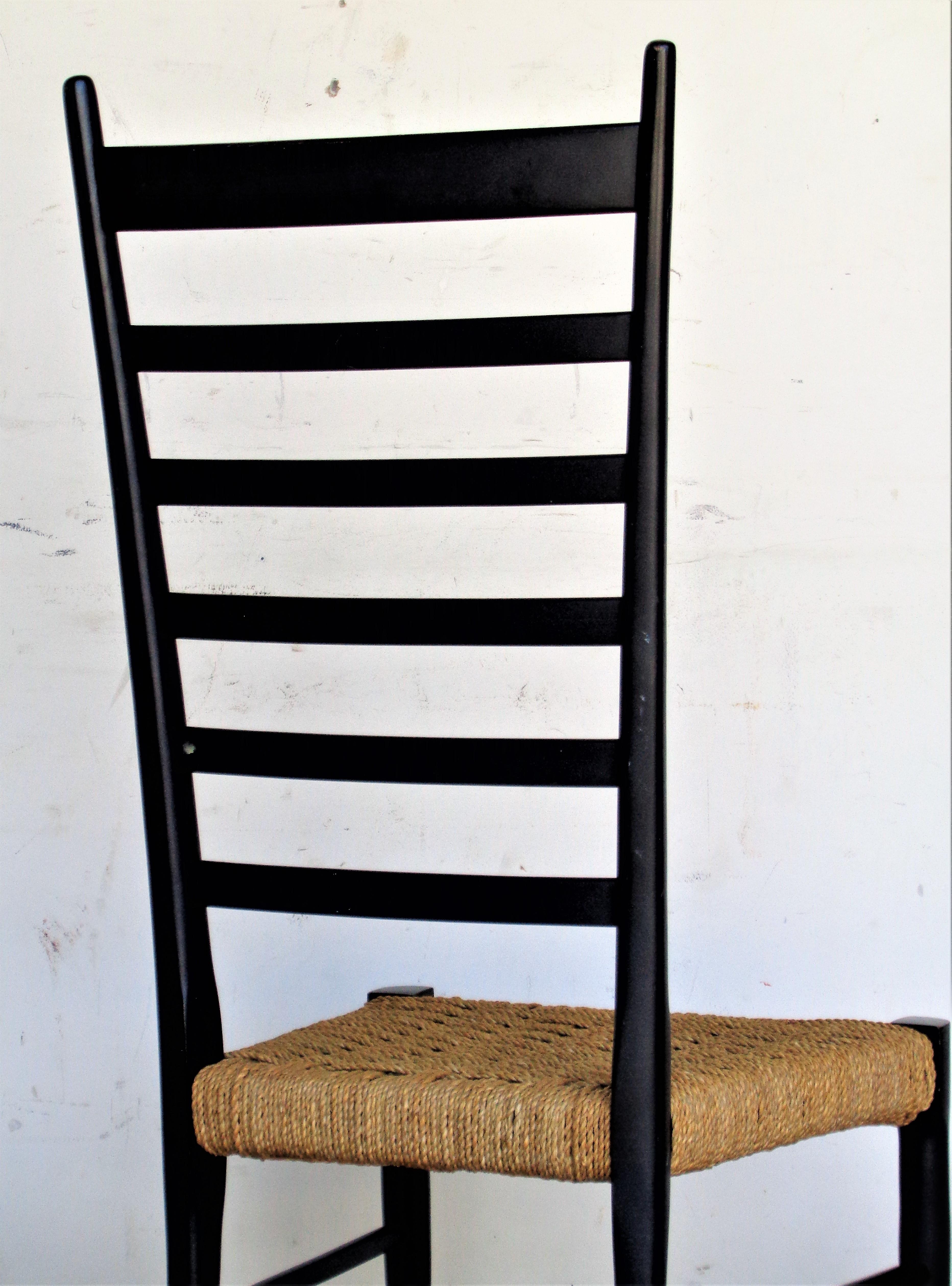  Tall Ladder Back Chair in the Style of Gio Ponti, Italy In Good Condition In Rochester, NY