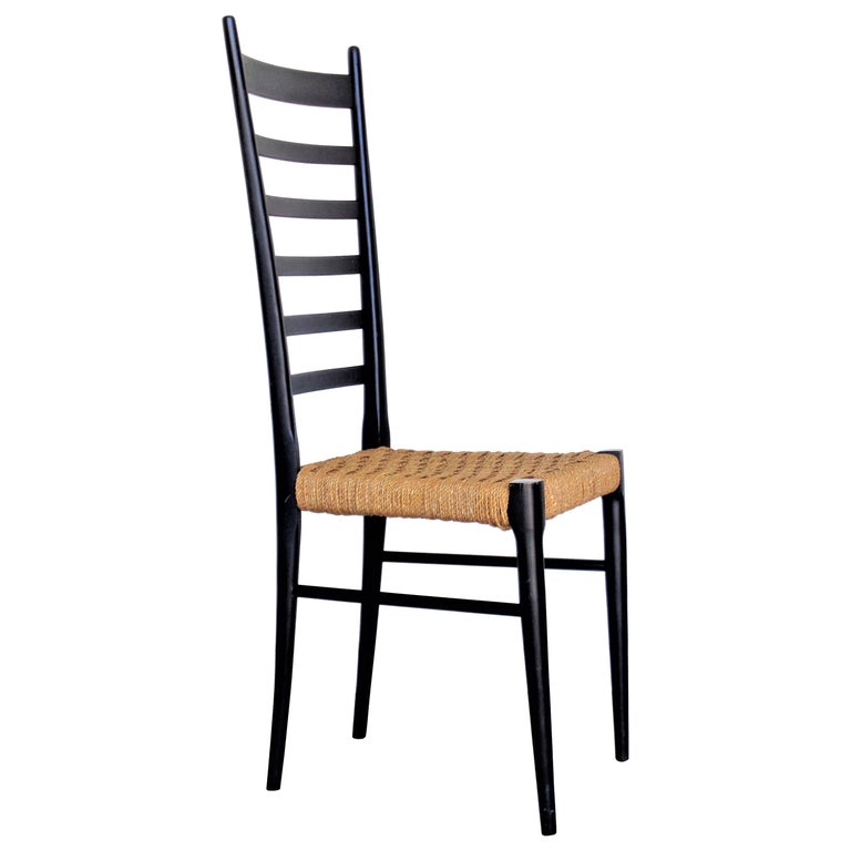 Tall Ladder Back Chair in the Style of Gio Ponti, Italy at 1stDibs