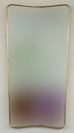 Italian Modernist Tapered Shield-Shape Brass Mirror