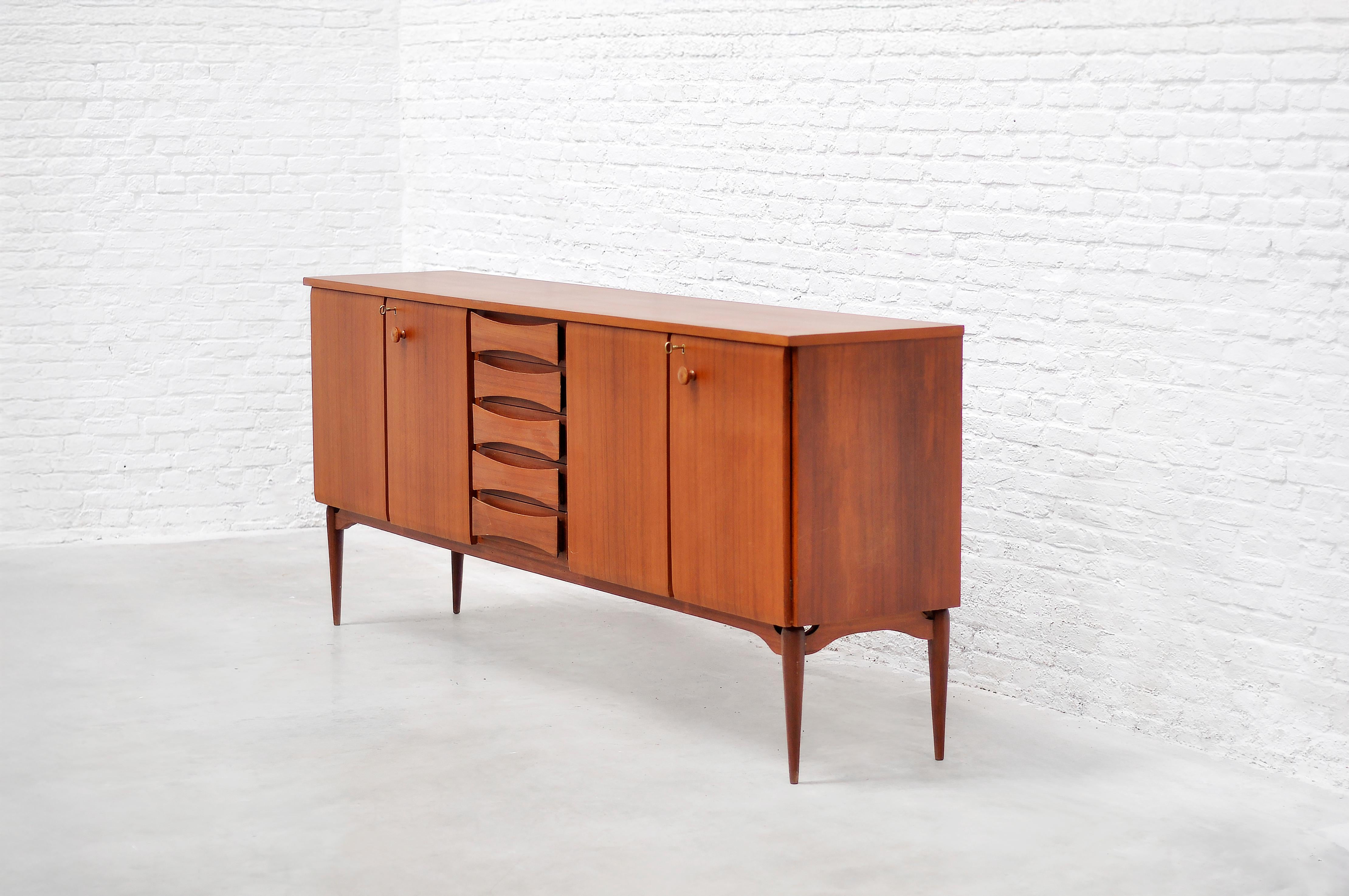 Mid-Century Modern Italian Modernist Teak Sideboard Attributed to Vittorio Dassi, 1960's For Sale