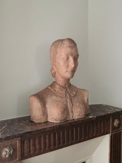Italian Modernist Terracotta Portrait Bust of a Woman, Signed & Dated 1938