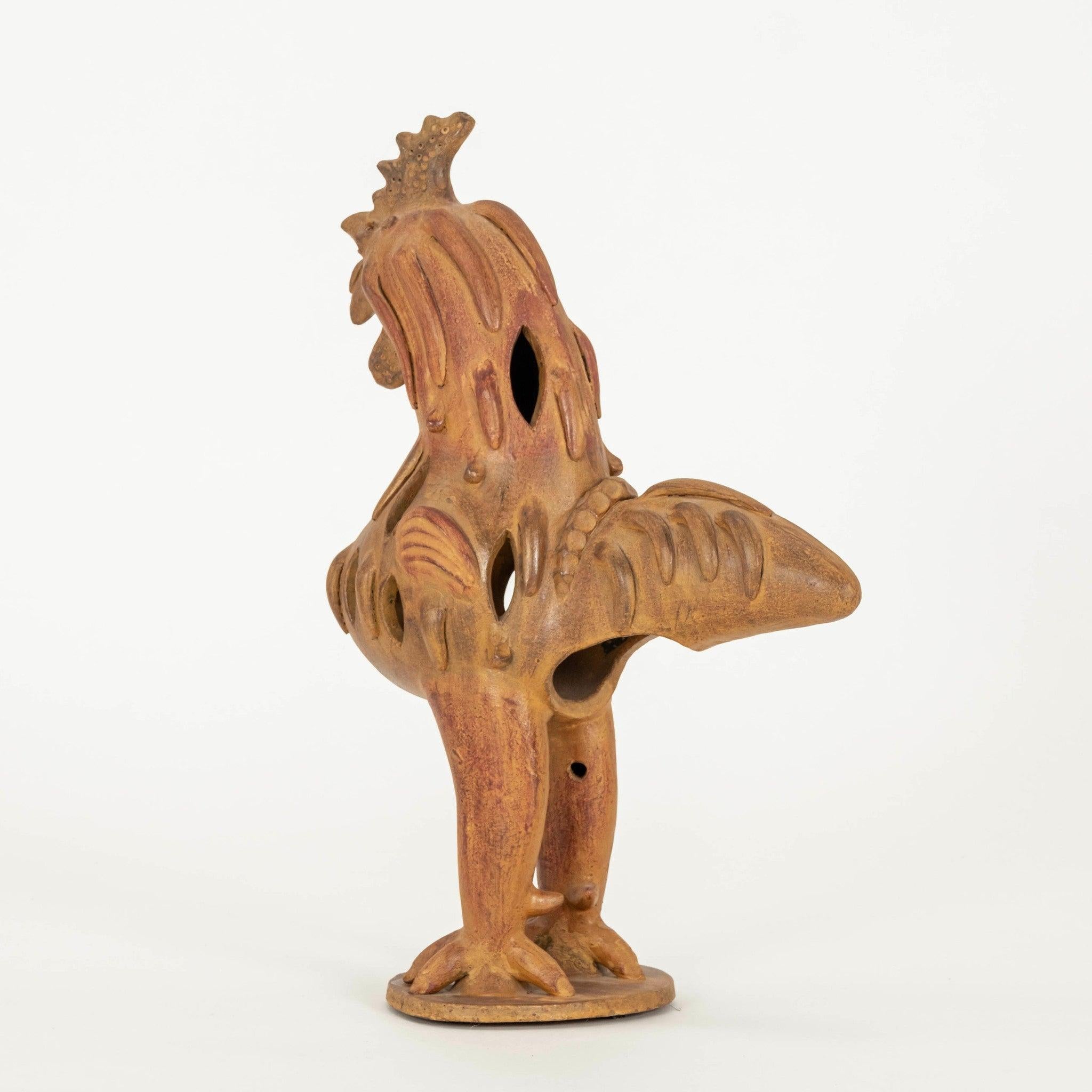20th Century Italian Modernist Terracotta Rooster Sculpture For Sale