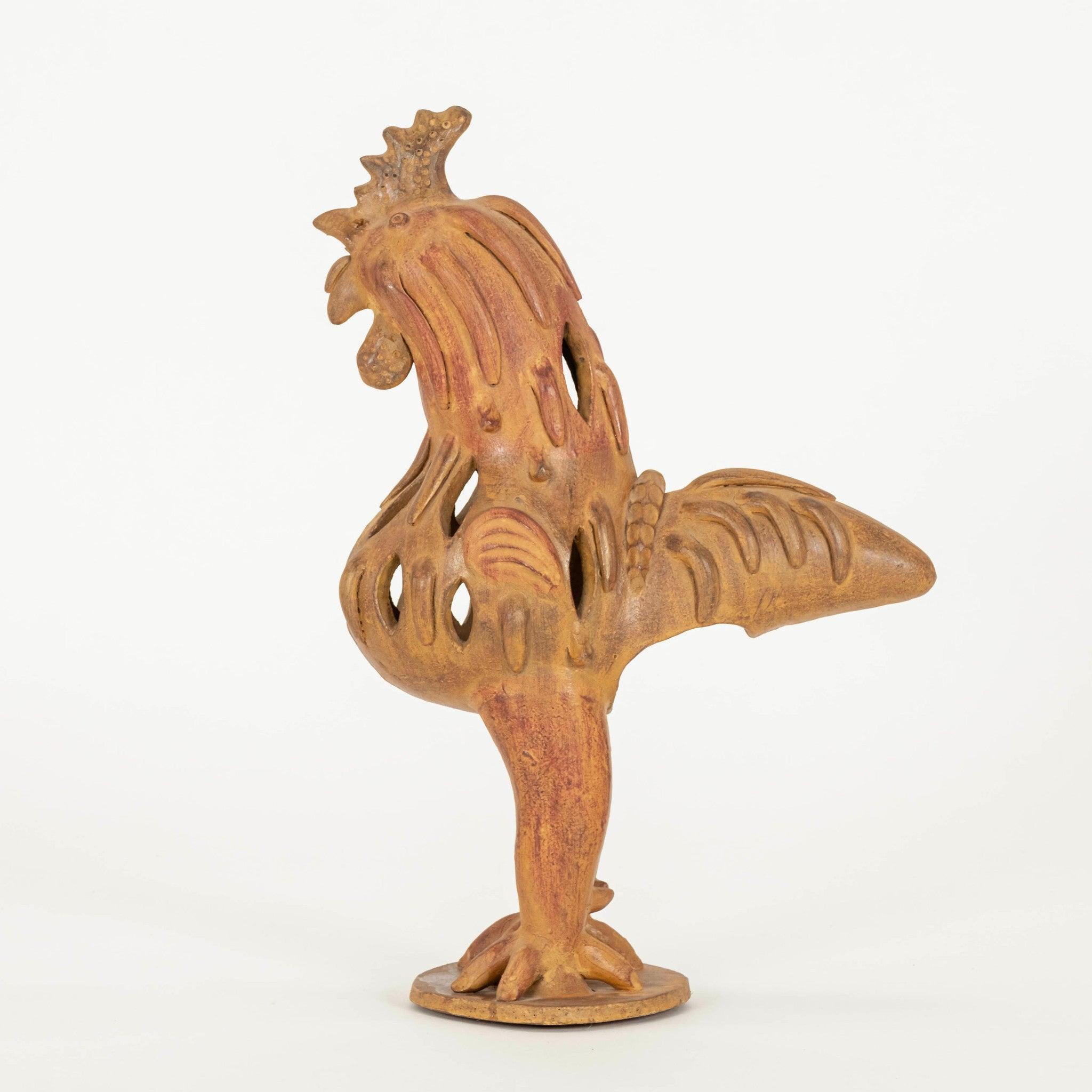 Italian Modernist Terracotta Rooster Sculpture For Sale 1