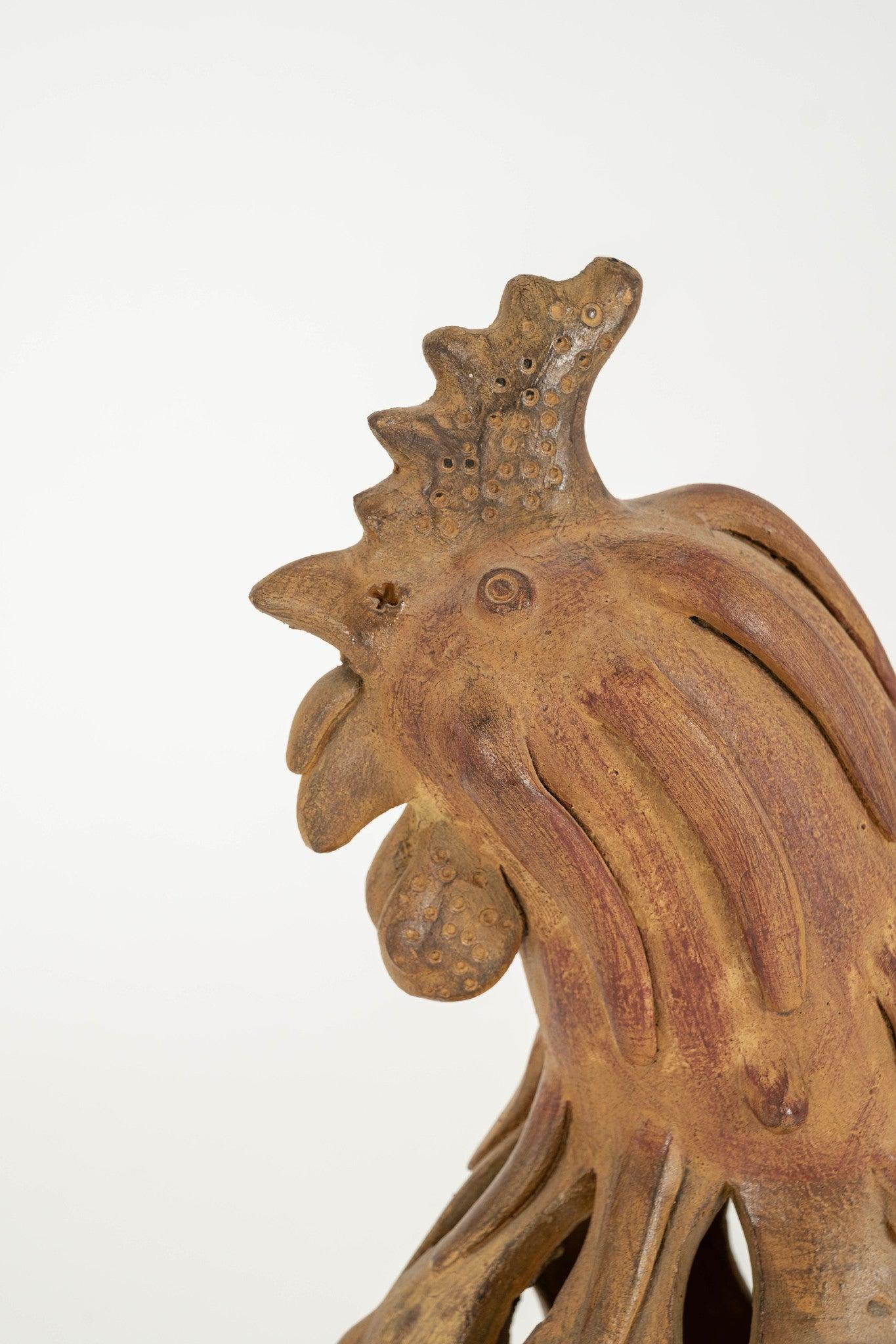 Italian Modernist Terracotta Rooster Sculpture For Sale 3