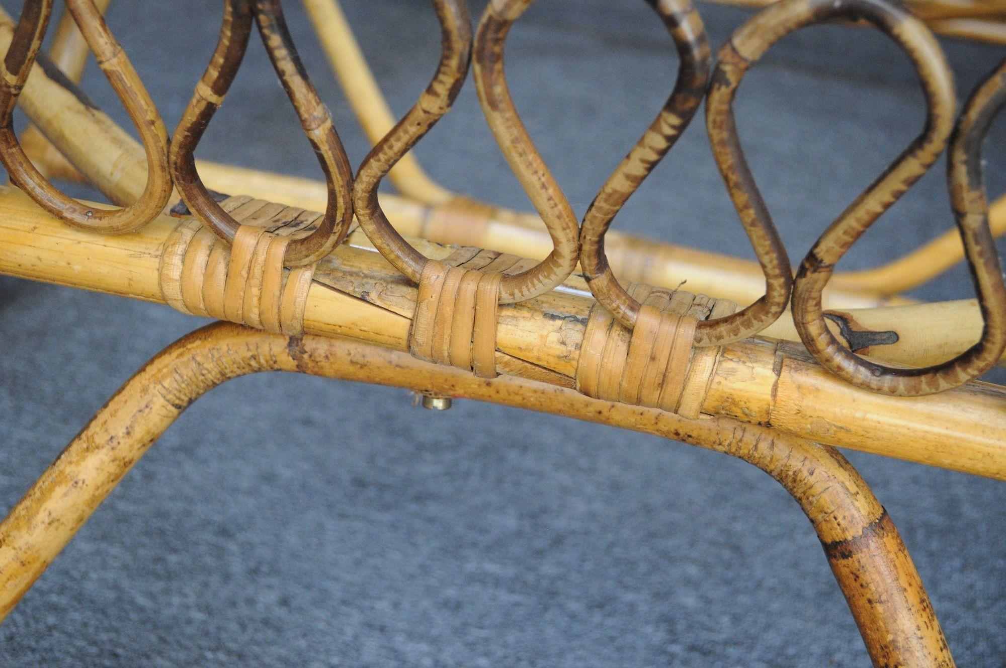 Italienisches modernistisches Tagesbett aus Rattan und Bambus im Tito-Agnoli-Stil der Moderne / Einzelbett im Angebot 5