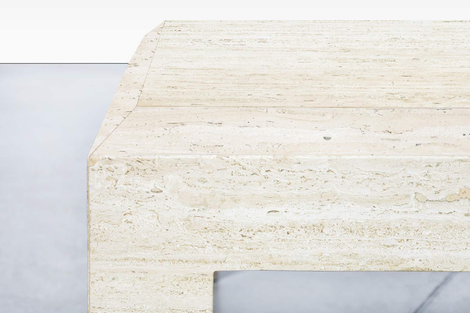 Italian Modernist Travertine Coffee Table, 2 Available For Sale 2