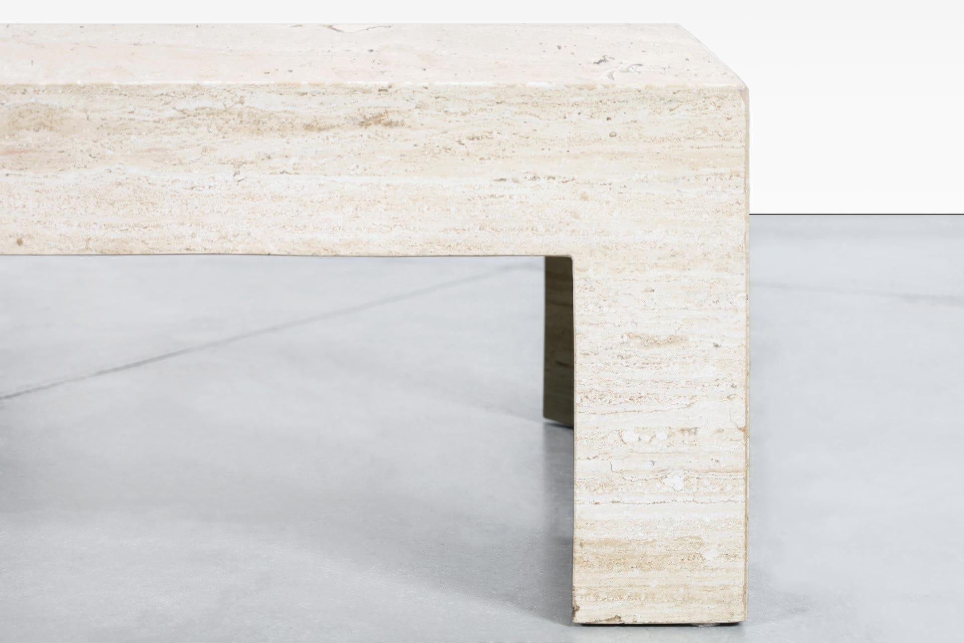 Italian Modernist Travertine Coffee Table, 2 Available For Sale 3