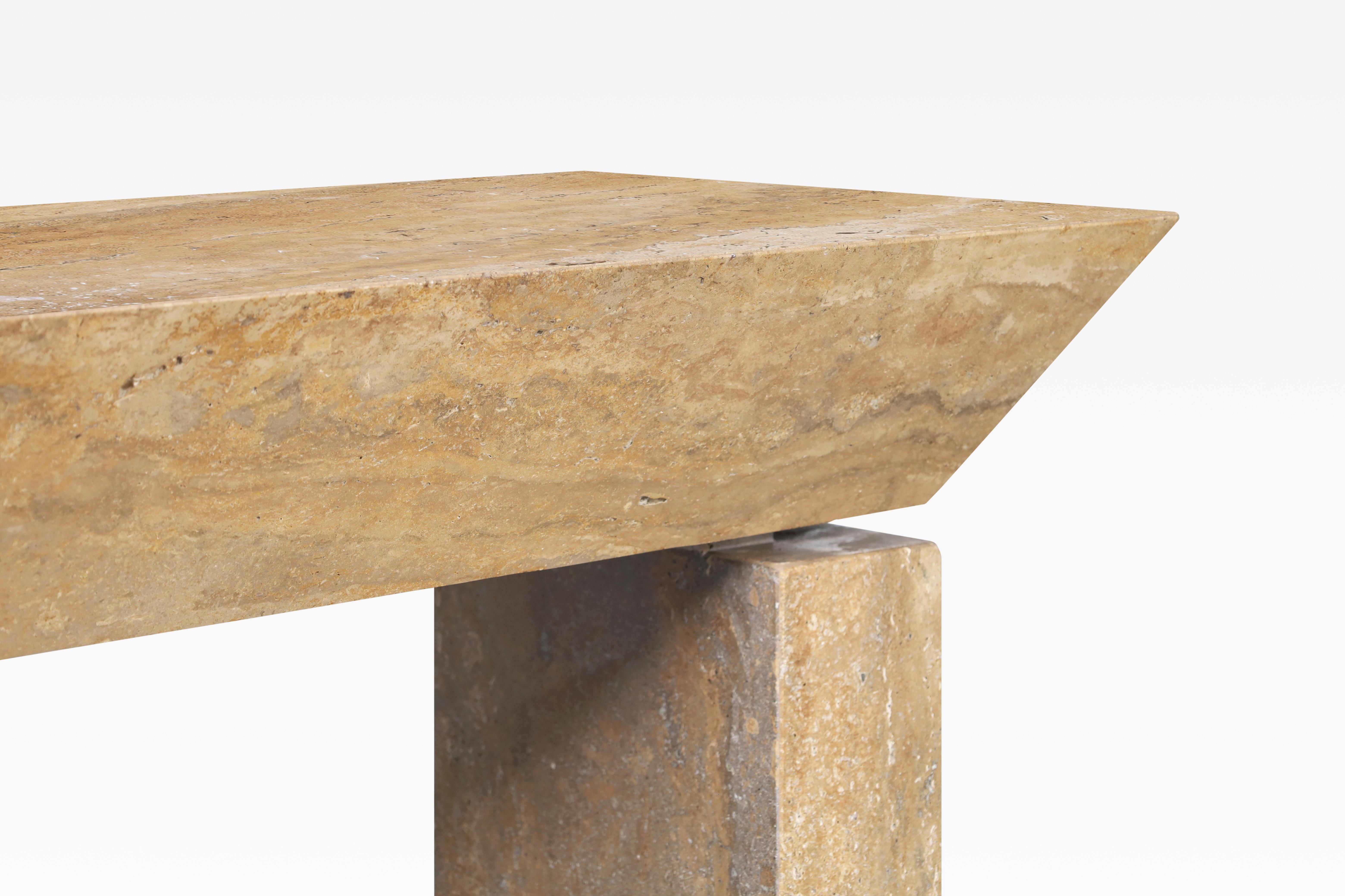 Italian Modernist Travertine Console Table, 2 Available For Sale 1