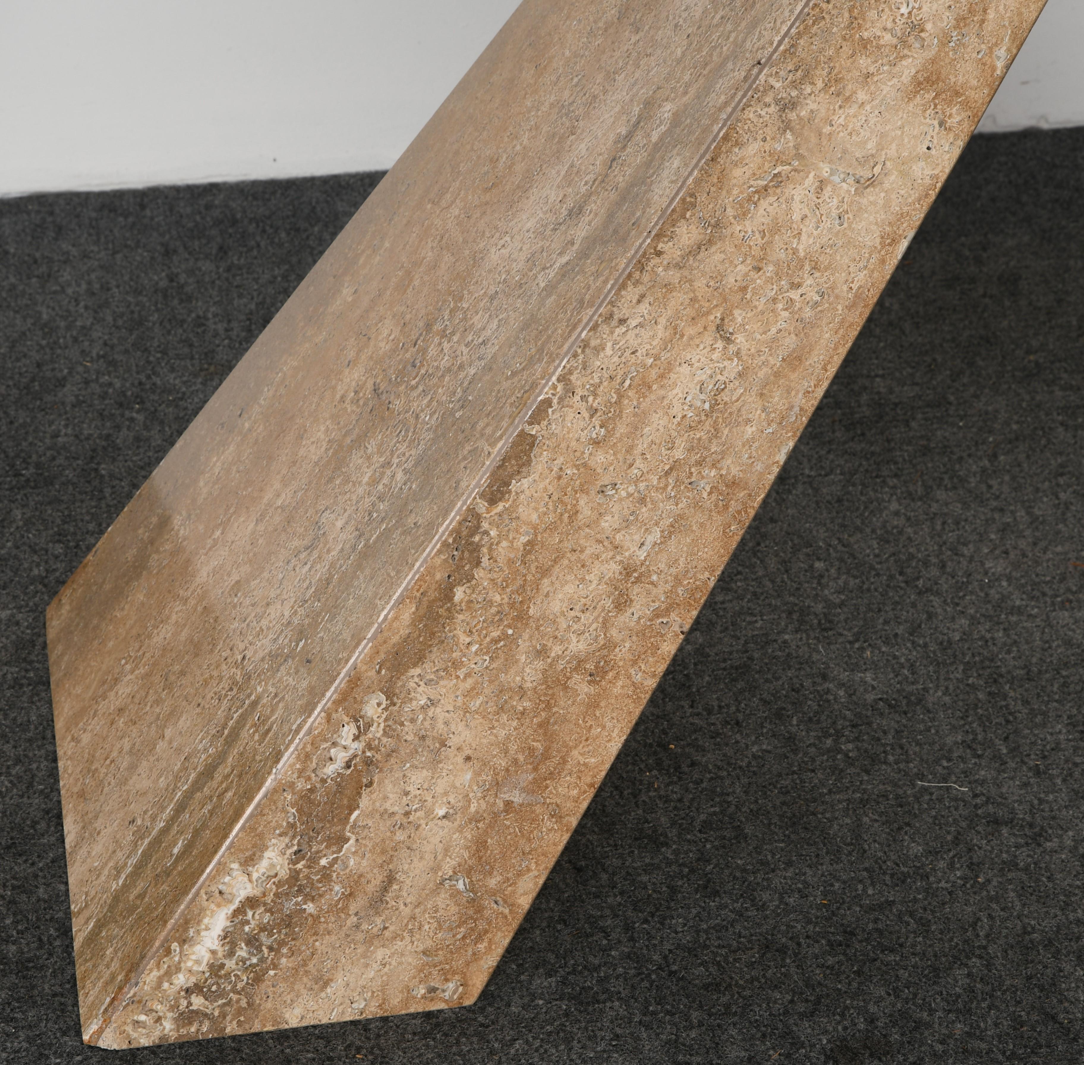 Roche Bobois Style Italian Modernist Travertine Console Table, 20th Century 4