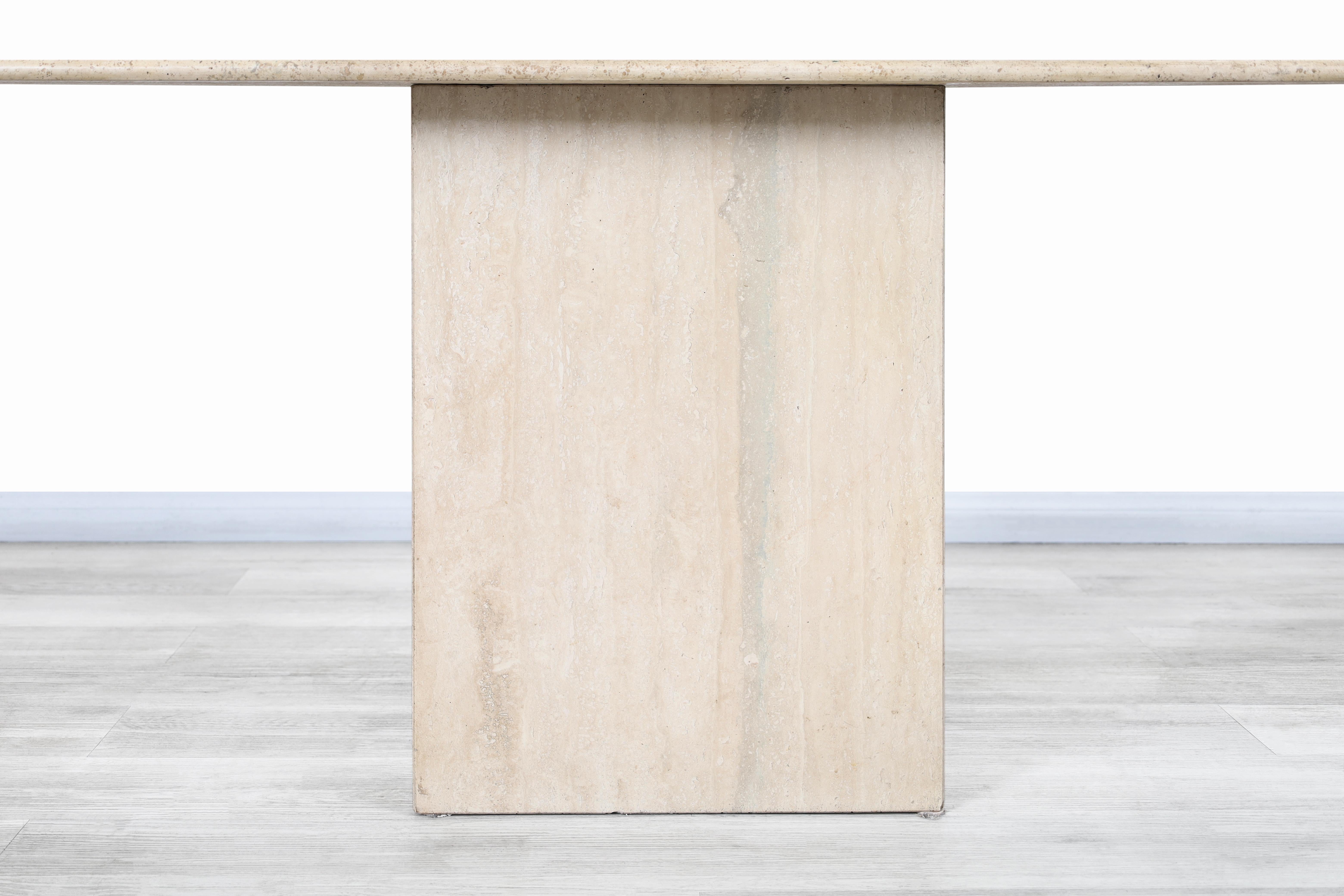 Italian Modernist Travertine Console Table by Stone International In Good Condition In North Hollywood, CA
