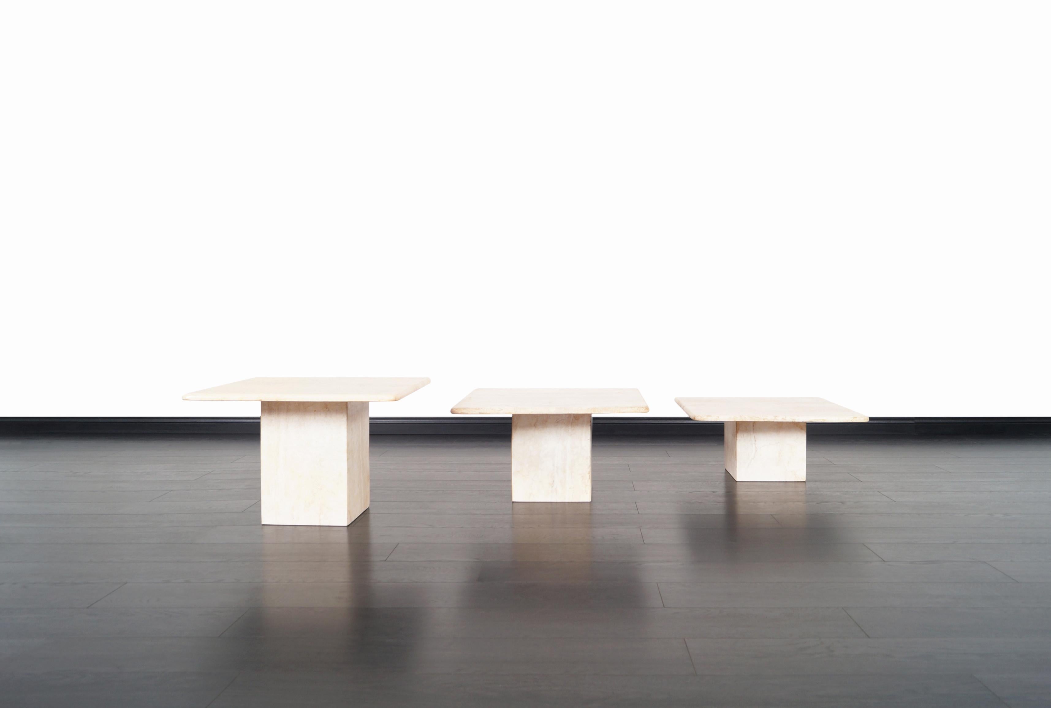 Italian Modernist Travertine Tables 1