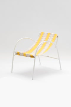 Italian Modernist Tubular Steel & Canvas Garden Chairs by Emanuele Astengo