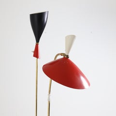 Lampadaire moderniste italien à deux lumières