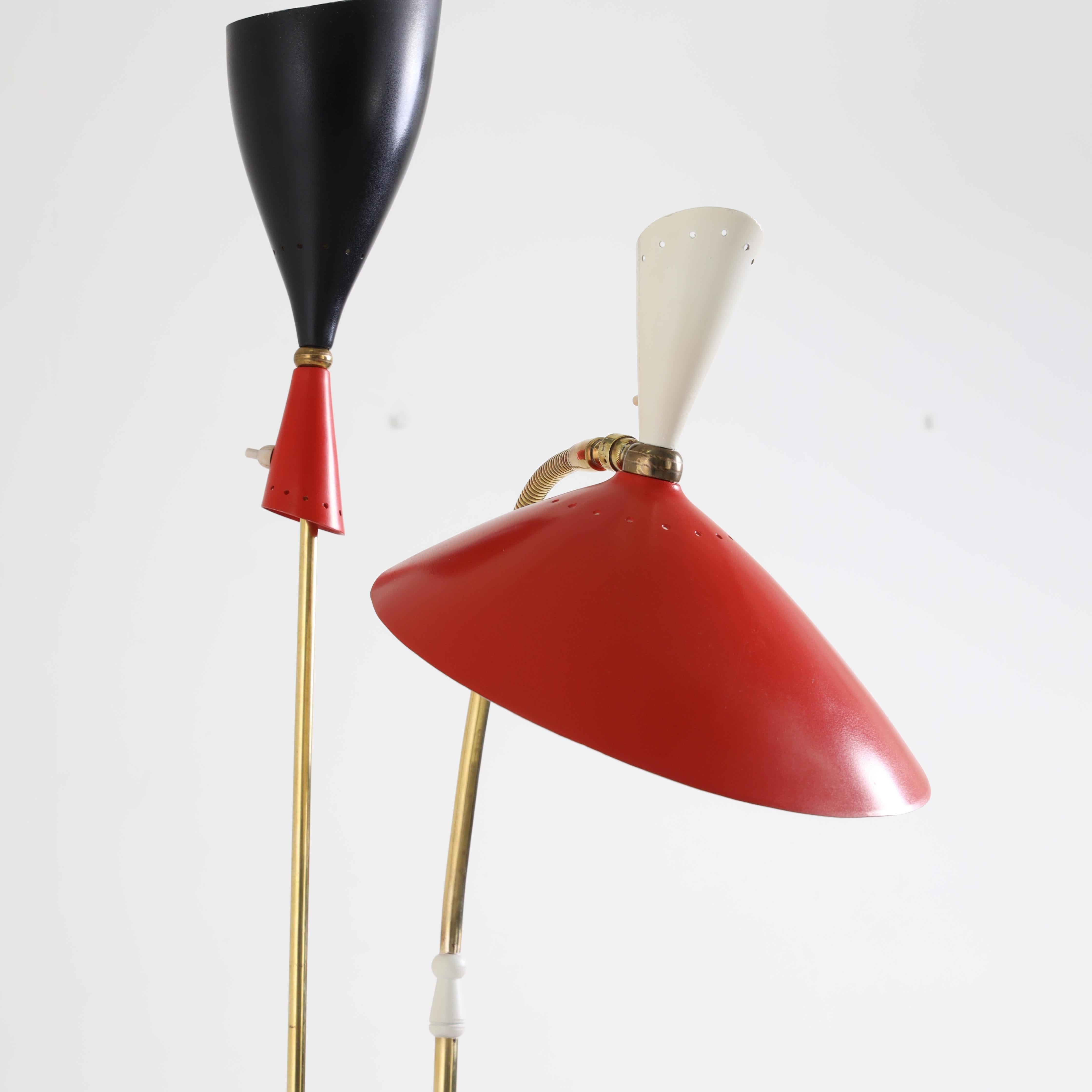 Italian Modernist Two Light Floor Lamp In Good Condition For Sale In New York, NY