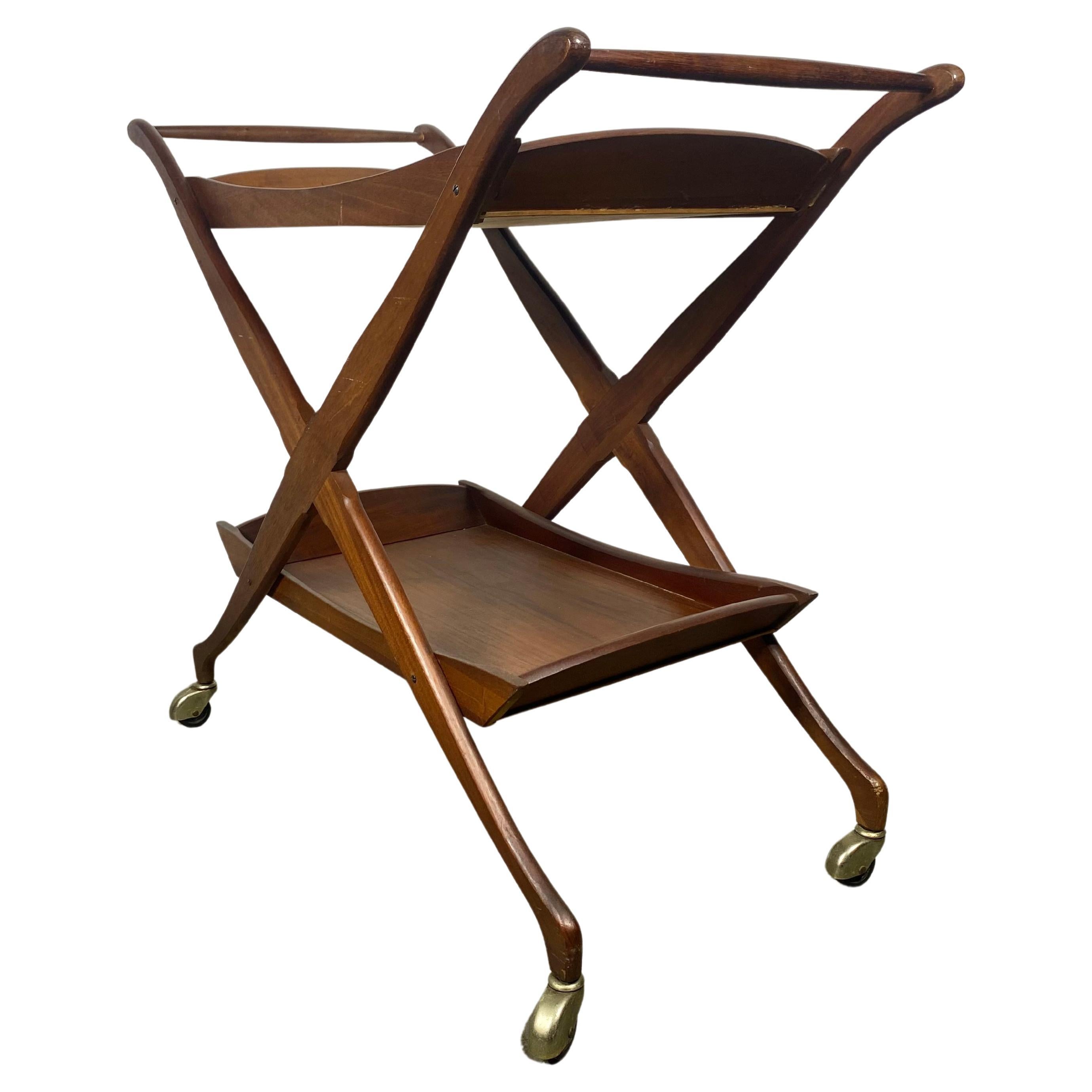Italian Modernist Two-Tier  Bar / Tea Rolling Cart . cLASSIC design For Sale