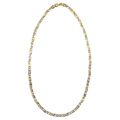 Italian Modernist Two Tones Links Chain in Solid 18Kt White And Yellow Gold