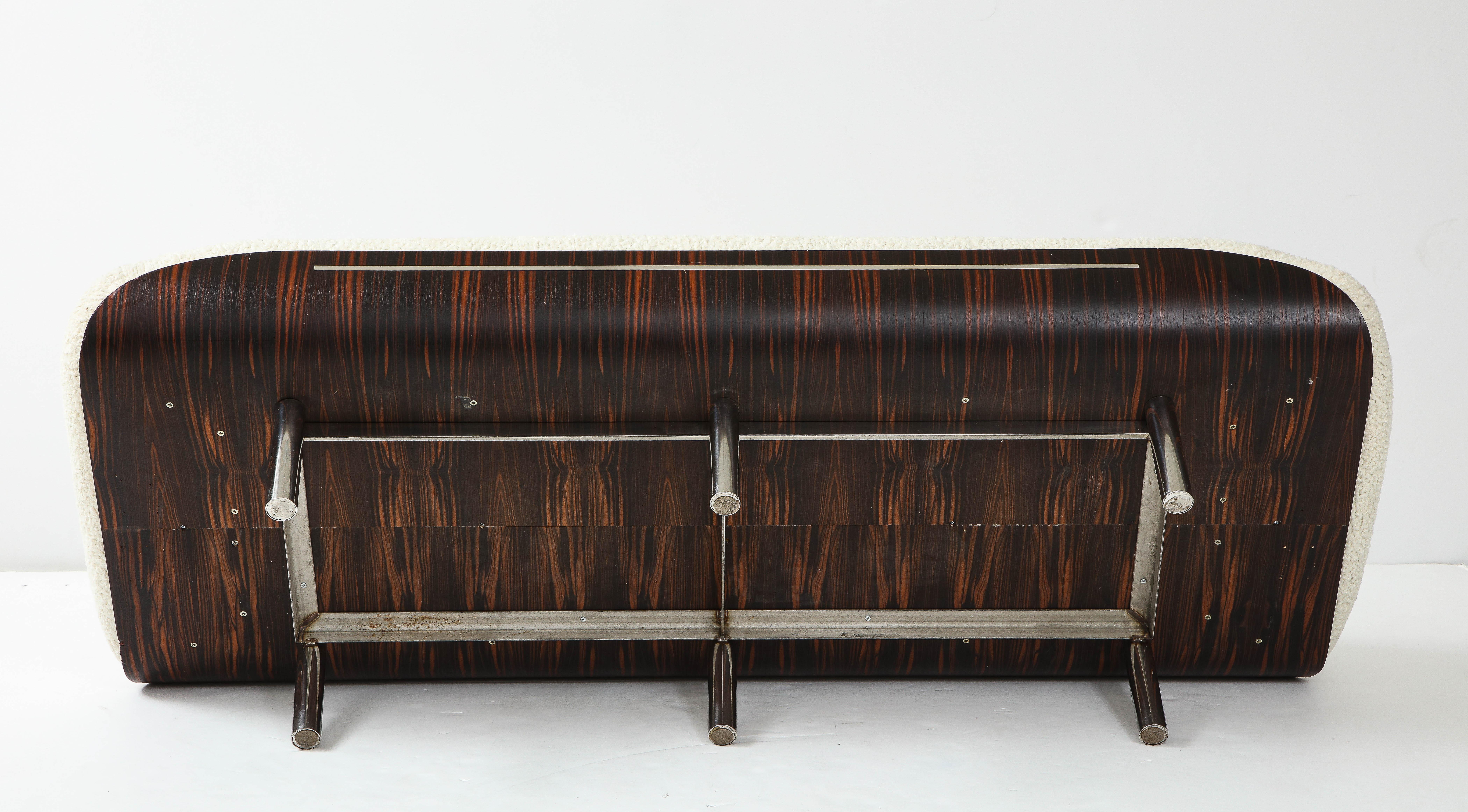 Italian Modernist Vintage Macassar Ebony and Chrome Long Upholstered Bench 7