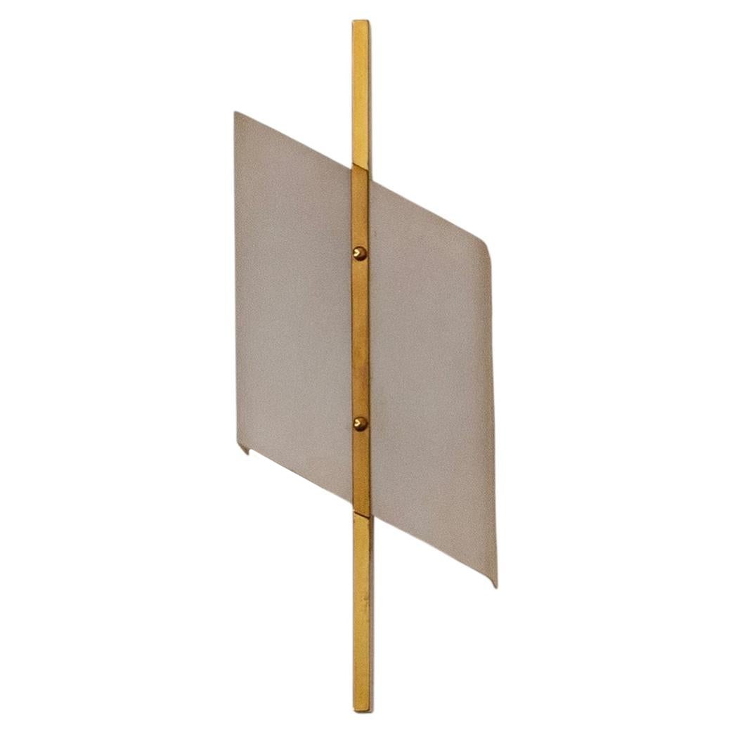 Italian Modernist Wall Light in Brass and Opaline Glass, 1950s