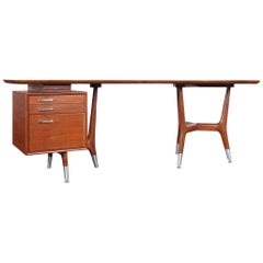 Italian Modernist Walnut "Boomerang" Desk