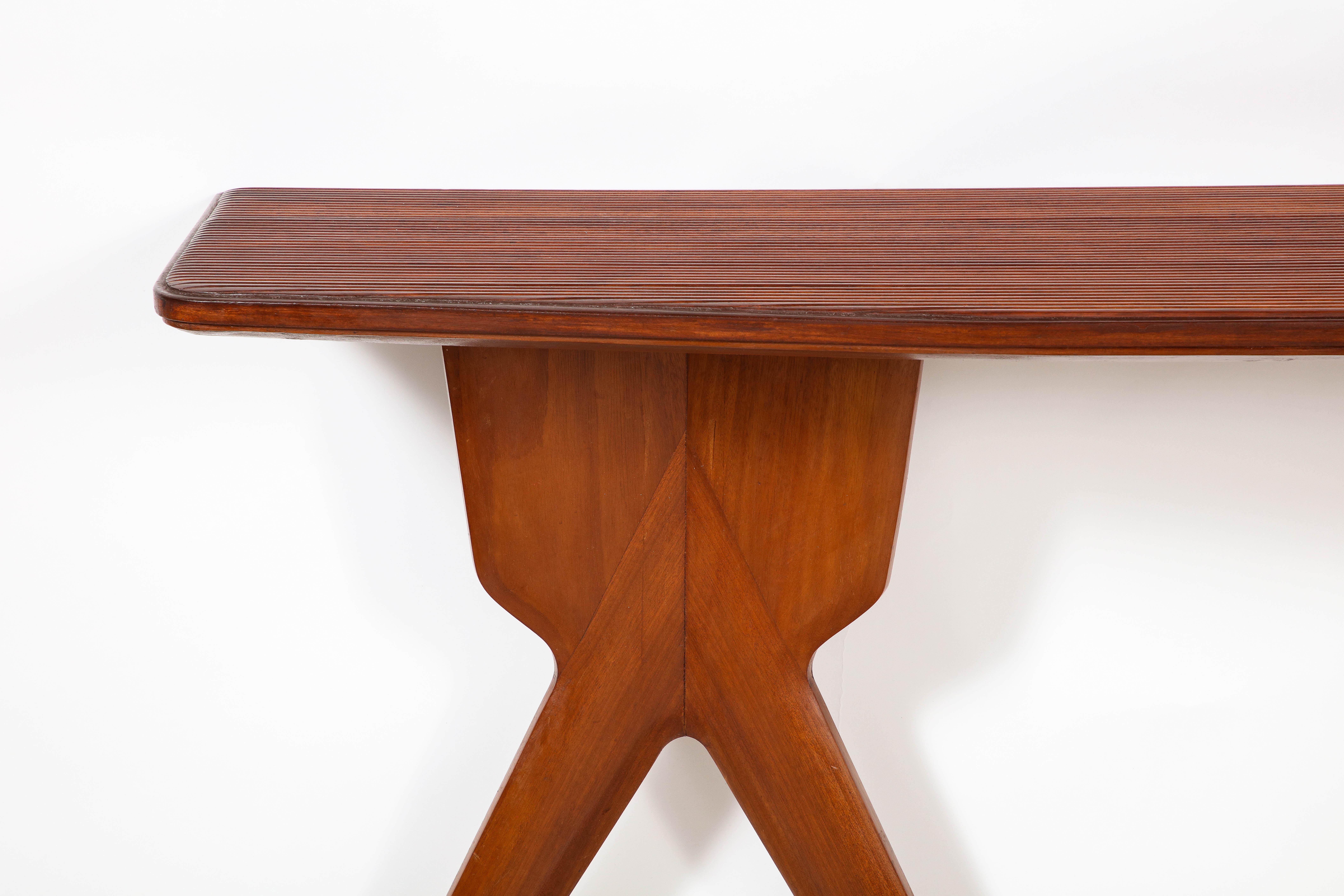 Italian Modernist Walnut Wall Console, Italy, circa 1960  In Good Condition In New York, NY