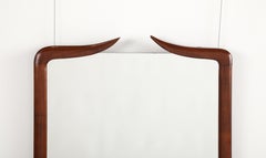 Italian Modernist Walnut Wall Mirror, Italy, circa 1950