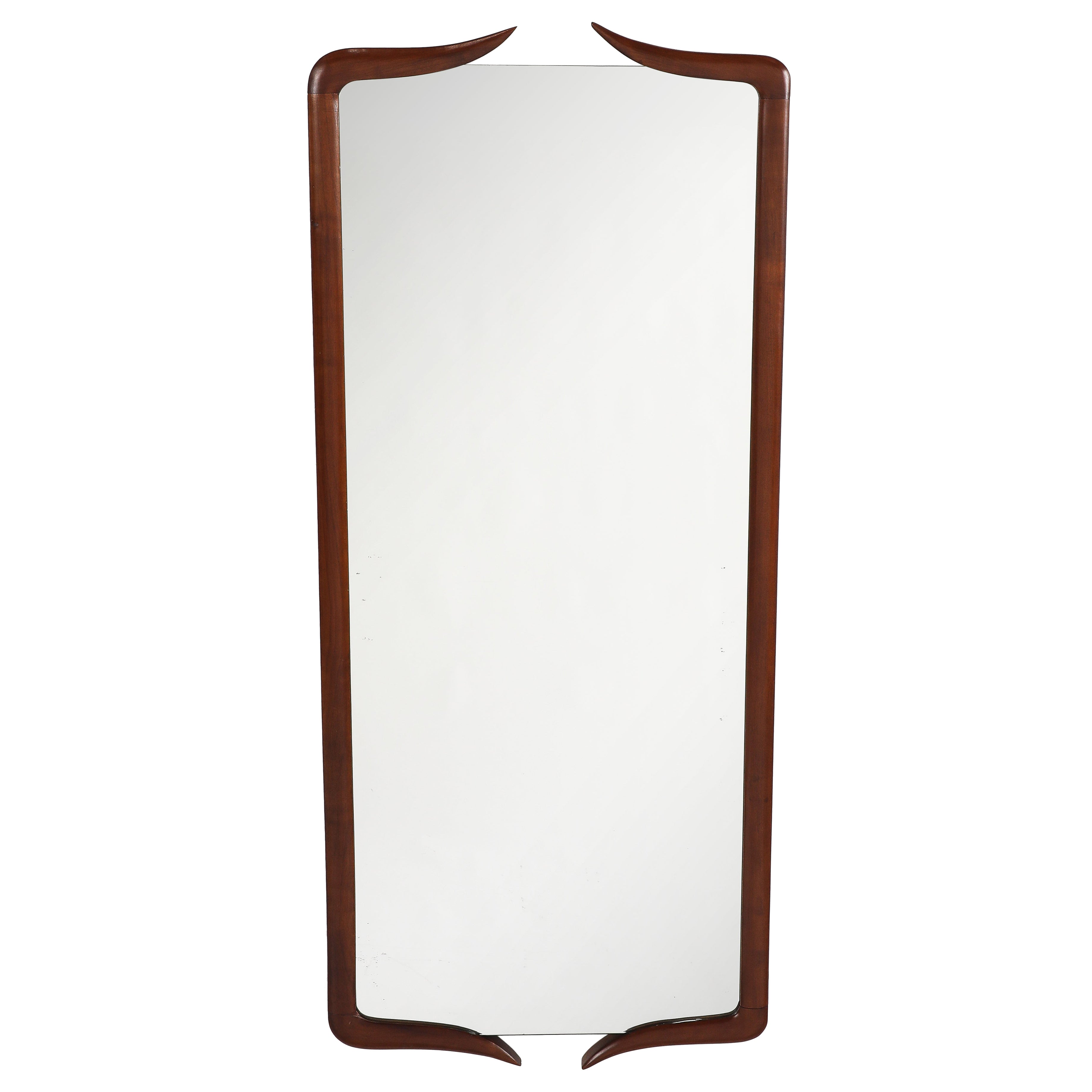 Italian Modernist Walnut Wall Mirror, Italy, circa 1950